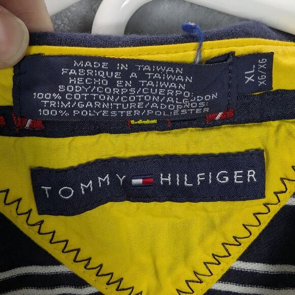 Y2K Tommy Hilfiger Shirt Mens Extra Large Polo Mesh Embroider Spell Out Preppy - Picture 5 of 10